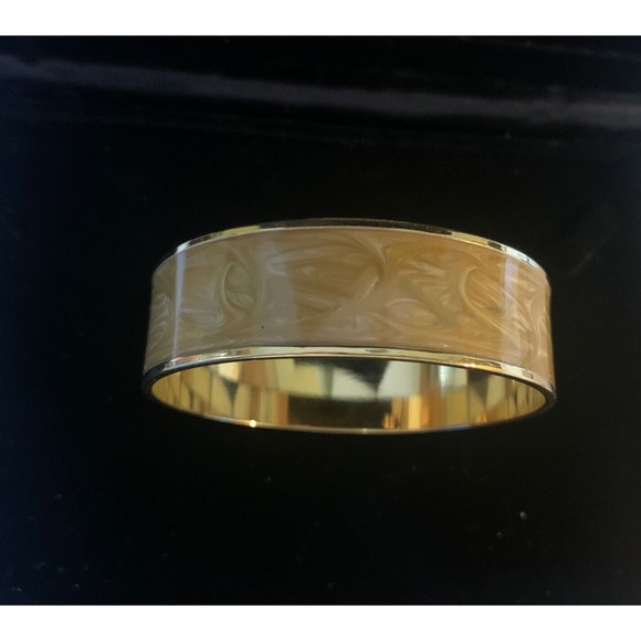 Vintage Monet Bangle Bracelet -Gold-Toned 3/4" wide, swirly design - Picture 1 of 4